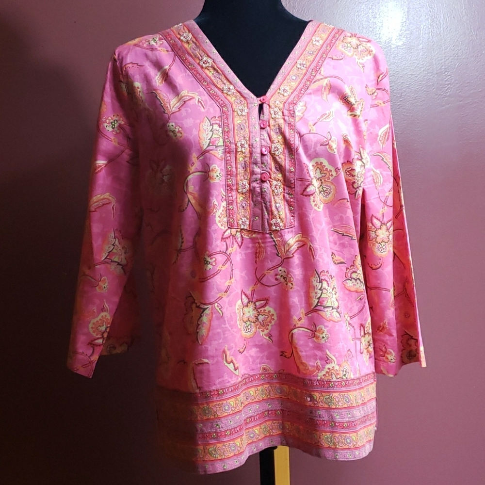 a.n.a Petite Medium Pink Floral Top